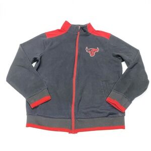 NBA Chicago Bulls Basketball Black Red Full Zip Jacket Size Medium